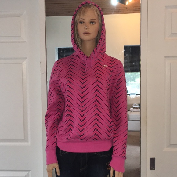 Great “Nike” Pink Circle Jaggard Print Sweatshirt - Picture 2 of 6